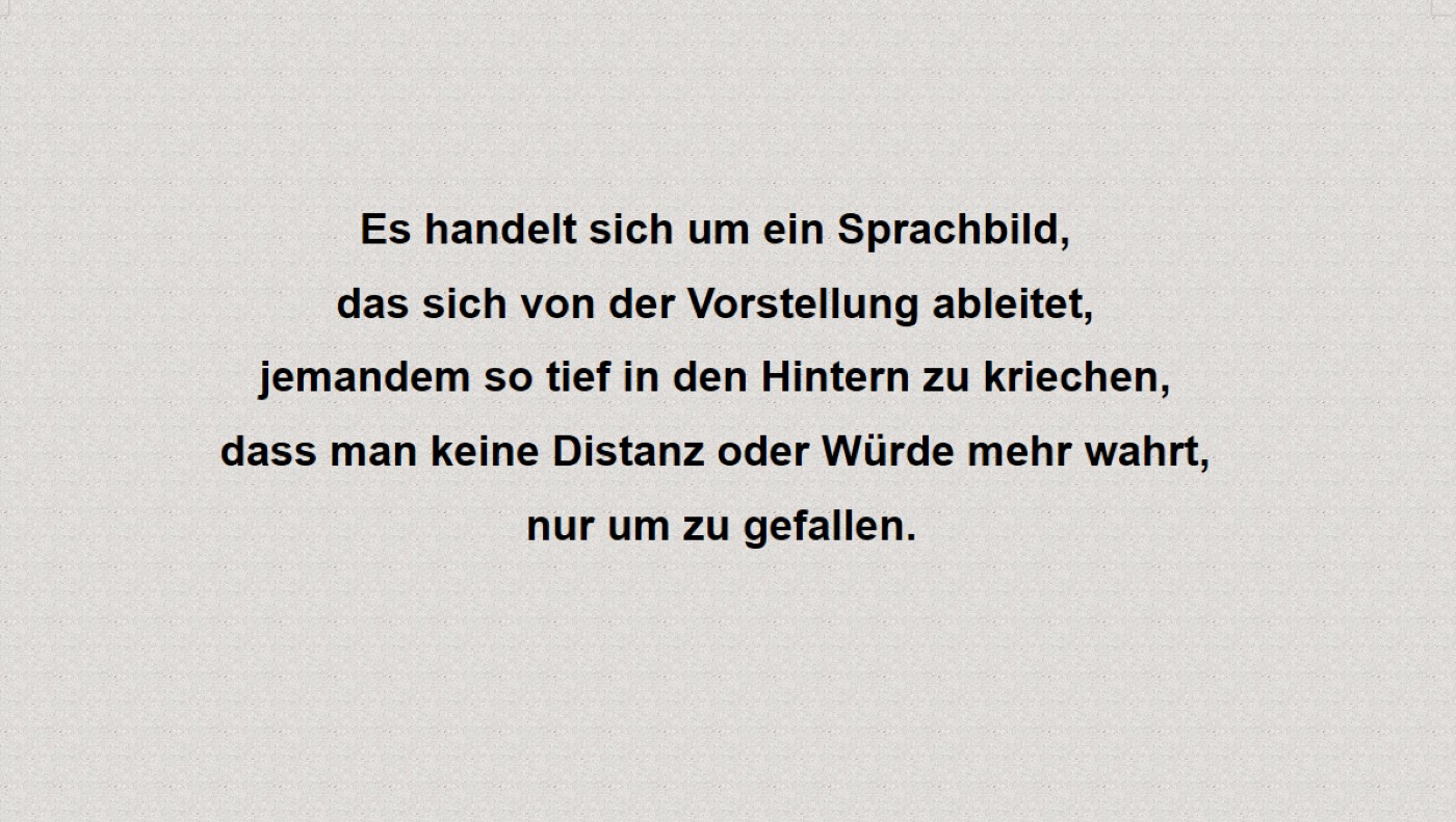 Von der Kunst der Arschkriecherei